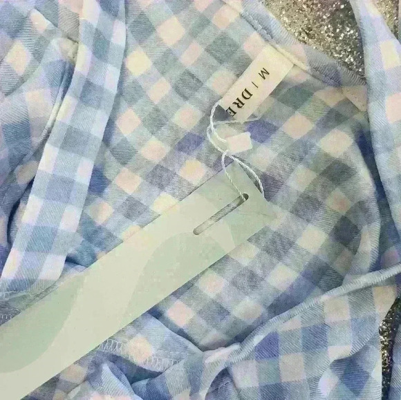 Summer midi checkered Blue dress Size  med - Picture 8 of 10